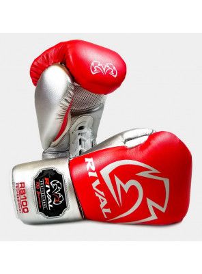 RIVAL RS100 Professional Boxing Sparring Gloves Red/Silver